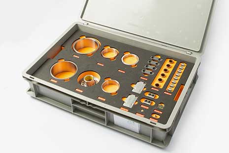 Pr&auml;sentationskoffer mit Proben aus der Qualit&auml;tssicherung